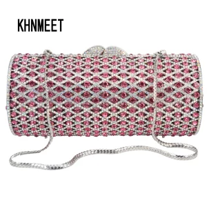 Designer Luxury Cylinder Clutch Bags Women Party Evening Bags Pink roundness Wedding Bridal Purse for Ladies Day Clutches SC783