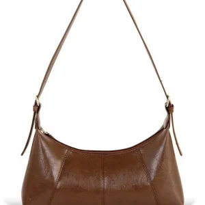 Stylish Brown PU Leather Hobo Purse For Women Large Capacity Underarm Shoulder Handbag With Zip Closure Designer