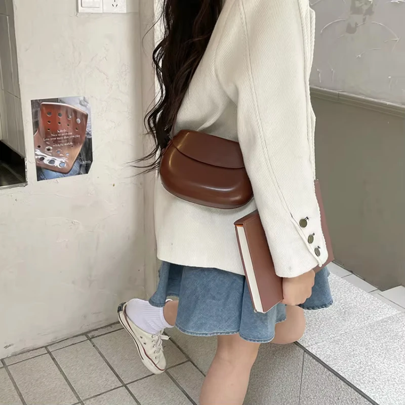 Womens Small Messenger Bag Solid PU Leather Shiny Shoulder Bag Fashion Saddle Bags Flip Buckle Phone Coin Purse Lipstick Storage - Image 3